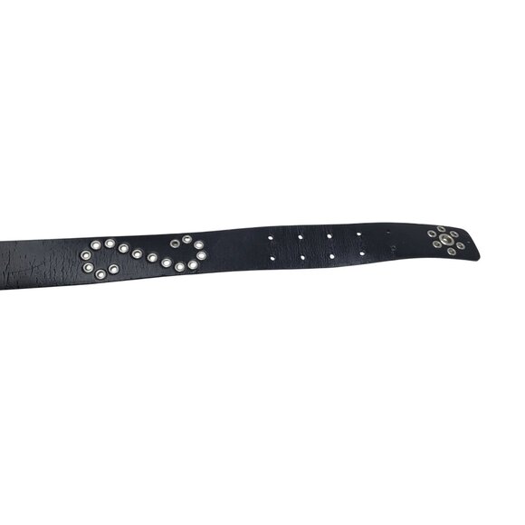 L.E.I. Black Double Grommet Belt Sz L Leather Lined‎ Studded Punk Emo Steampunk main image 12